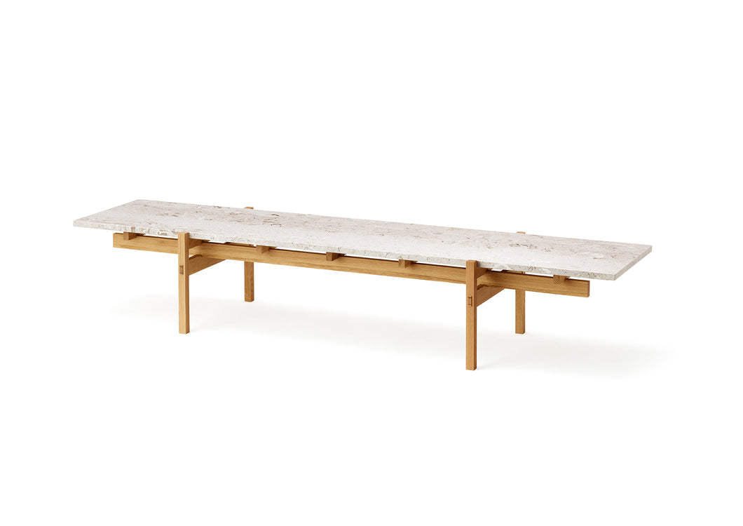 N-CT01 Sofa Table - Pure Oak & Marble